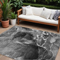 8' X 10' Black Gray And White Abstract Washable Non Skid Indoor Outdoor Area Rug