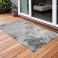 3' X 5' Gray Abstract Washable Non Skid Indoor Outdoor Area Rug