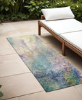 8' Runner Ivory Abstract Washable Non Skid Indoor Outdoor Runner Rug
