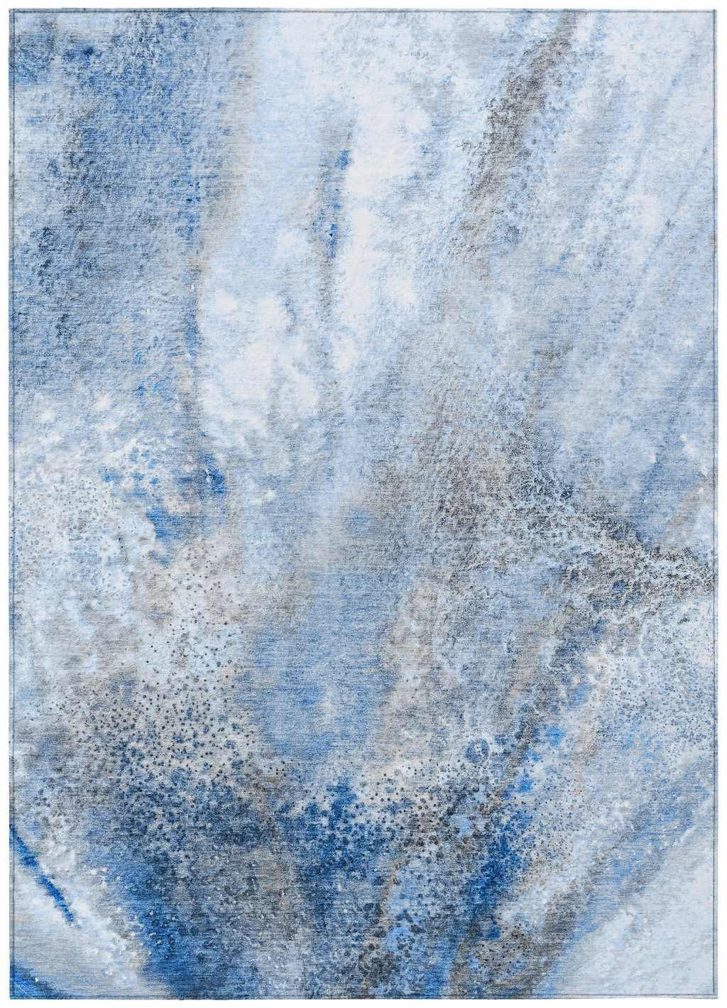 5' X 8' Navy And Gray Abstract Washable Non Skid Indoor Outdoor Area Rug