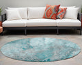8' Round Gray And Ivory Round Abstract Washable Non Skid Indoor Outdoor Area Rug