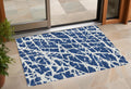 3' X 5' Blue And White Abstract Washable Non Skid Indoor Outdoor Area Rug