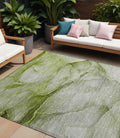8' X 10' Olive Green Abstract Washable Non Skid Indoor Outdoor Area Rug