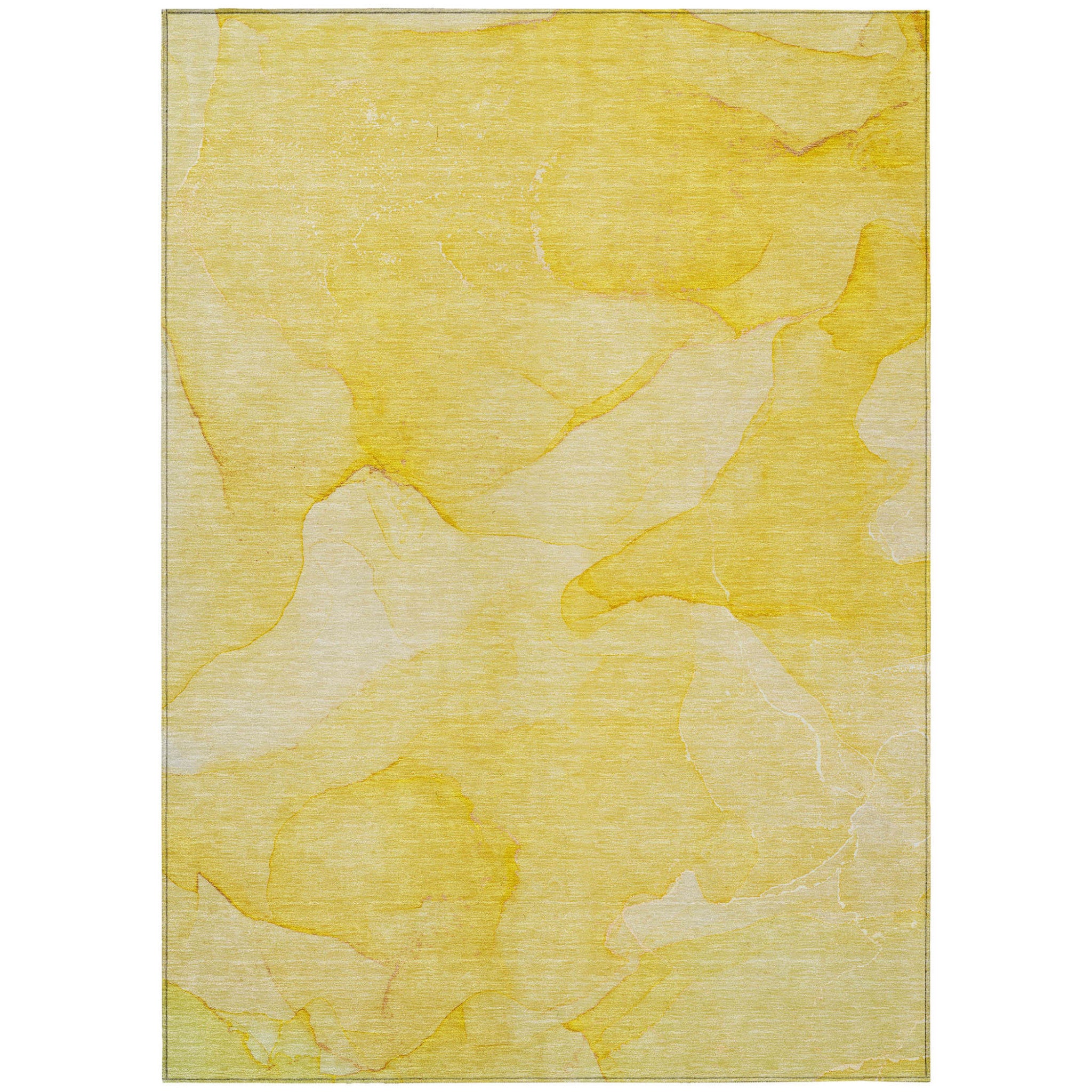 9' X 12' Gold Abstract Washable Non Skid Indoor Outdoor Area Rug