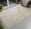 3' X 5' Beige Abstract Washable Indoor Outdoor Area Rug
