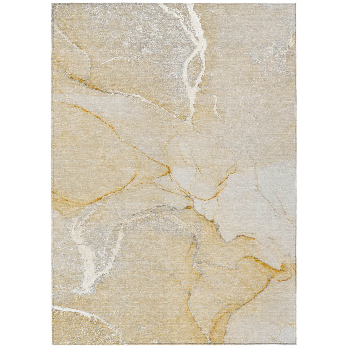 5' X 8' Beige Abstract Washable Indoor Outdoor Area Rug