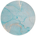 8' X 8' Teal Round Abstract Washable Indoor Outdoor Area Rug