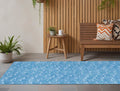8' Runner Blue Geometric Washable Non Skid Indoor Outdoor Runner Rug
