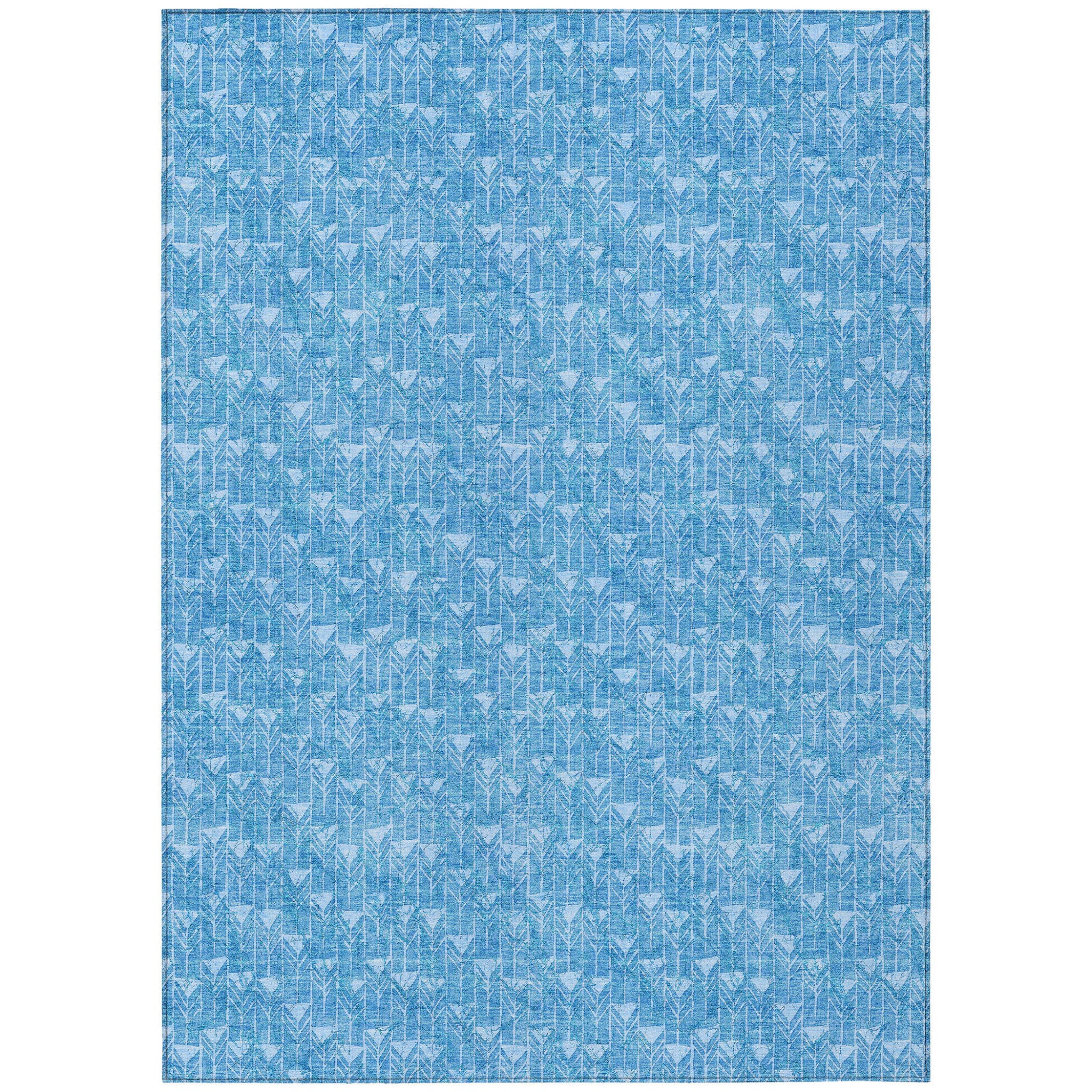 8' X 10' Blue Geometric Washable Indoor Outdoor Area Rug