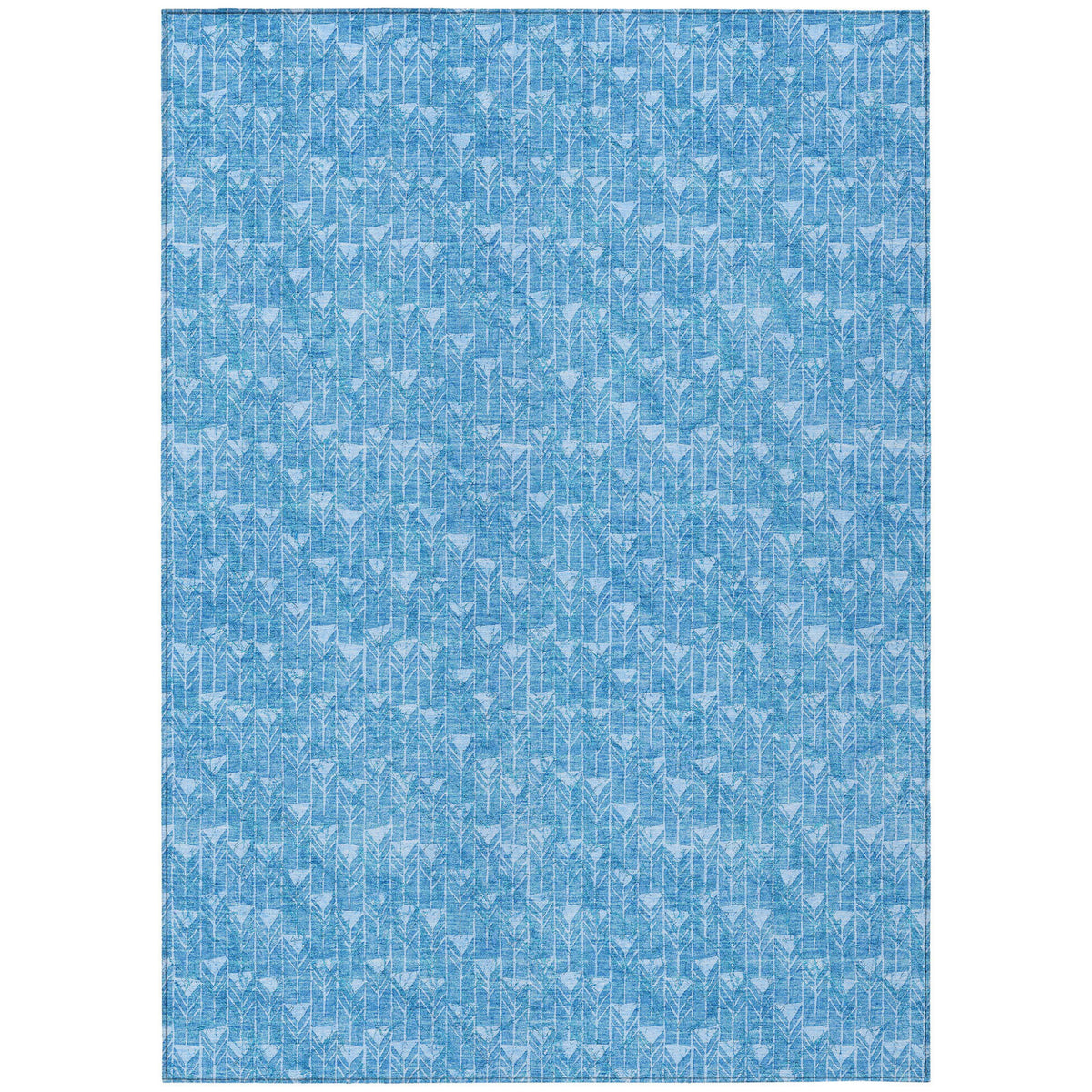 9' X 12' Blue Geometric Washable Indoor Outdoor Area Rug
