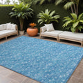 10' X 14' Blue Geometric Washable Non Skid Indoor Outdoor Area Rug