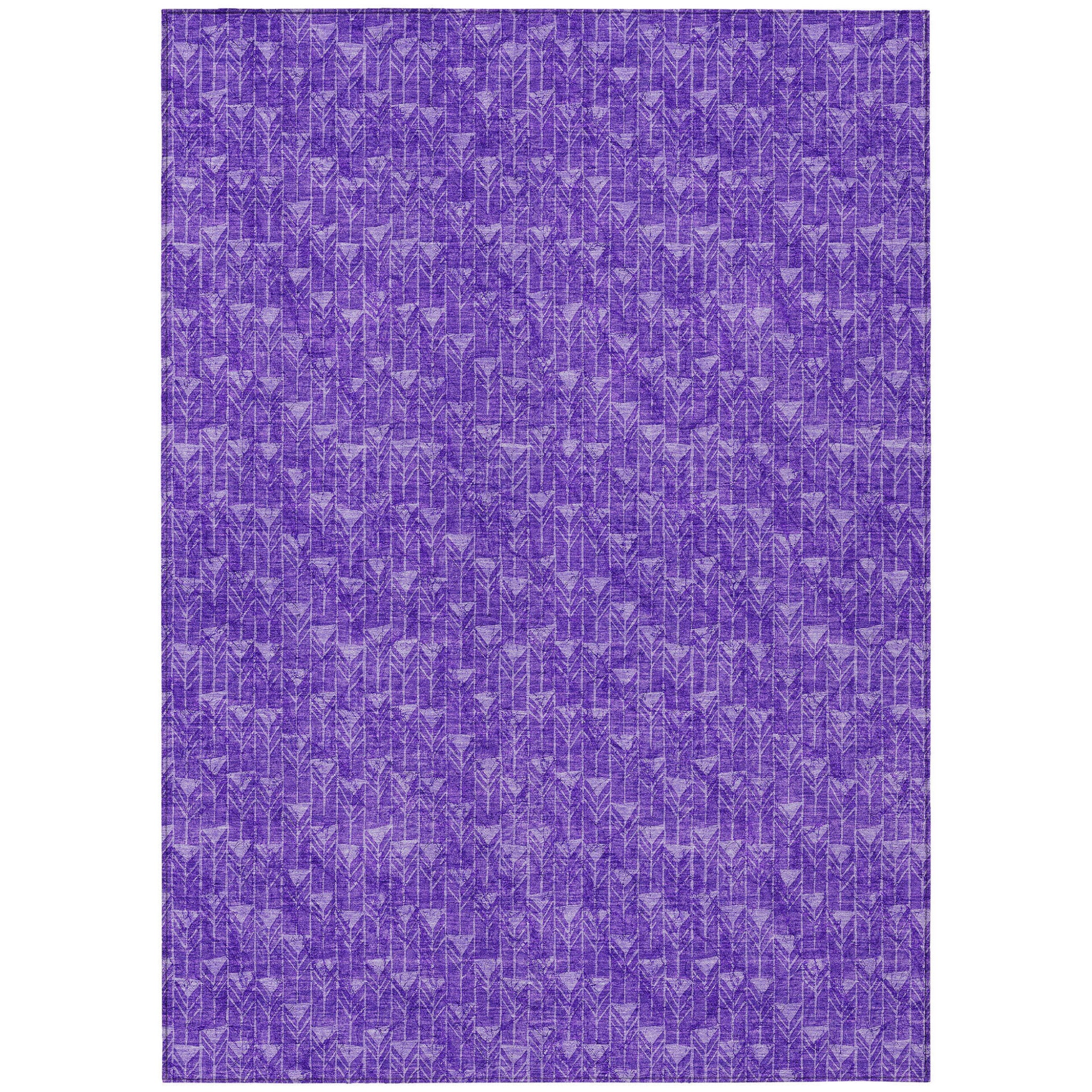 9' X 12' Purple Geometric Washable Non Skid Indoor Outdoor Area Rug