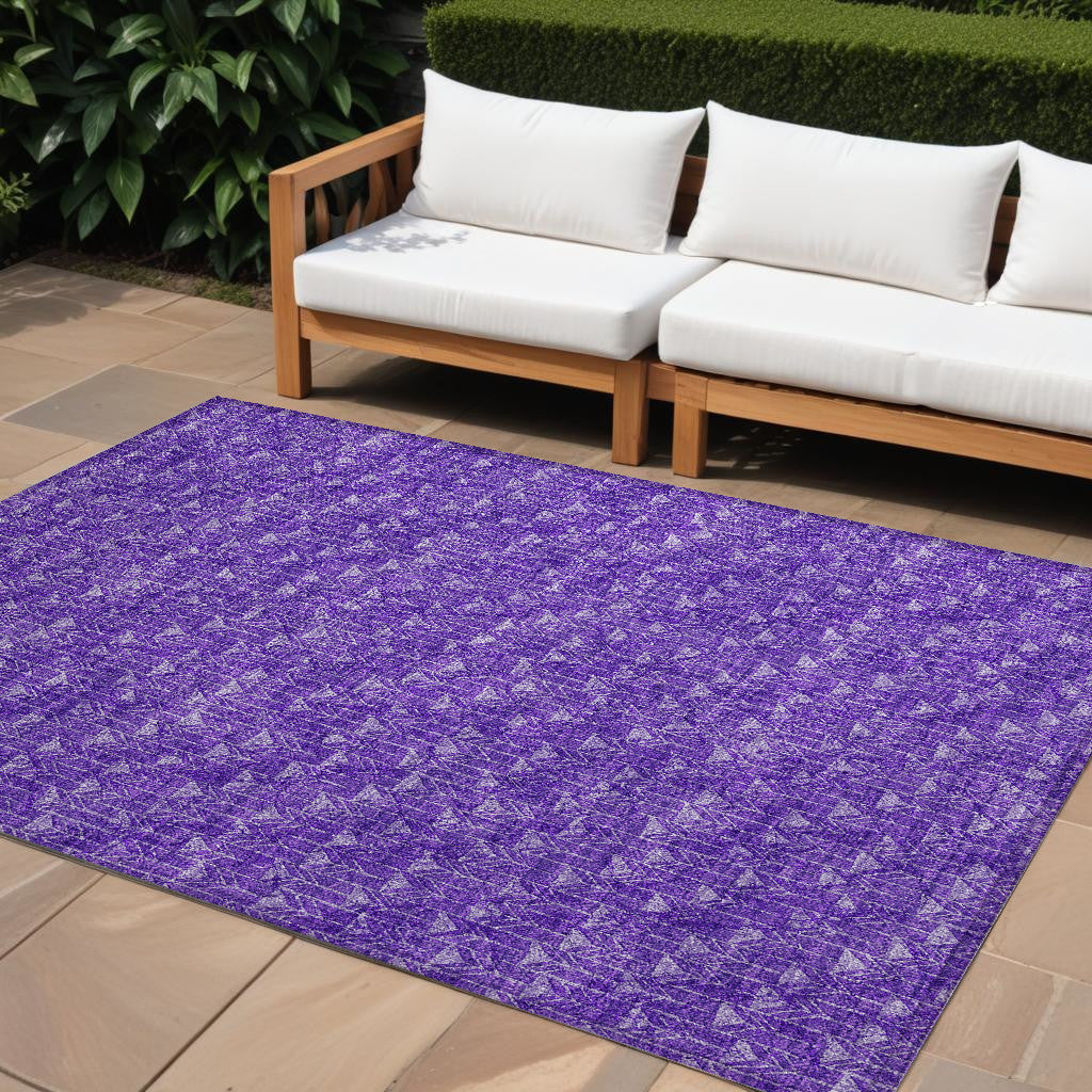 10' X 14' Purple Geometric Washable Non Skid Indoor Outdoor Area Rug