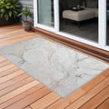 3' X 5' Beige Ivory And Gray Abstract Washable Non Skid Indoor Outdoor Area Rug