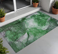 3' X 5' Emerald Abstract Washable Non Skid Indoor Outdoor Area Rug