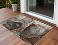 2' X 3' Peach Abstract Washable Non Skid Indoor Outdoor Area Rug