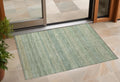 2' X 3' Artichoke Green Striped Washable Non Skid Indoor Outdoor Area Rug