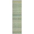 8' Runner Artichoke Green Striped Washable Non Skid Indoor Outdoor Runner Rug