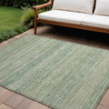 8' X 10' Artichoke Green Striped Washable Non Skid Indoor Outdoor Area Rug