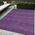 5' X 8' Eggplant Striped Washable Non Skid Indoor Outdoor Area Rug