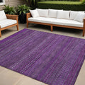 10' X 14' Eggplant Striped Washable Non Skid Indoor Outdoor Area Rug
