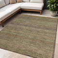 5' X 8' Khaki Striped Washable Non Skid Indoor Outdoor Area Rug