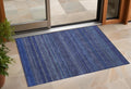 3' X 5' Navy Blue Striped Washable Non Skid Indoor Outdoor Area Rug