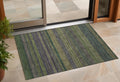 3' X 5' Olive Green Striped Washable Non Skid Indoor Outdoor Area Rug
