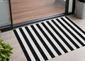3' X 5' Black And White Striped Washable Non Skid Indoor Outdoor Area Rug