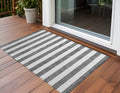 3' X 5' Charcoal Striped Washable Non Skid Indoor Outdoor Area Rug