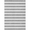 10' X 14' Gray And White Striped Washable Non Skid Indoor Outdoor Area Rug