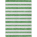 5' X 8' Green And White Striped Washable Non Skid Indoor Outdoor Area Rug