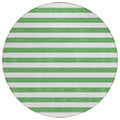 8' Round Green And White Round Striped Washable Non Skid Indoor Outdoor Area Rug