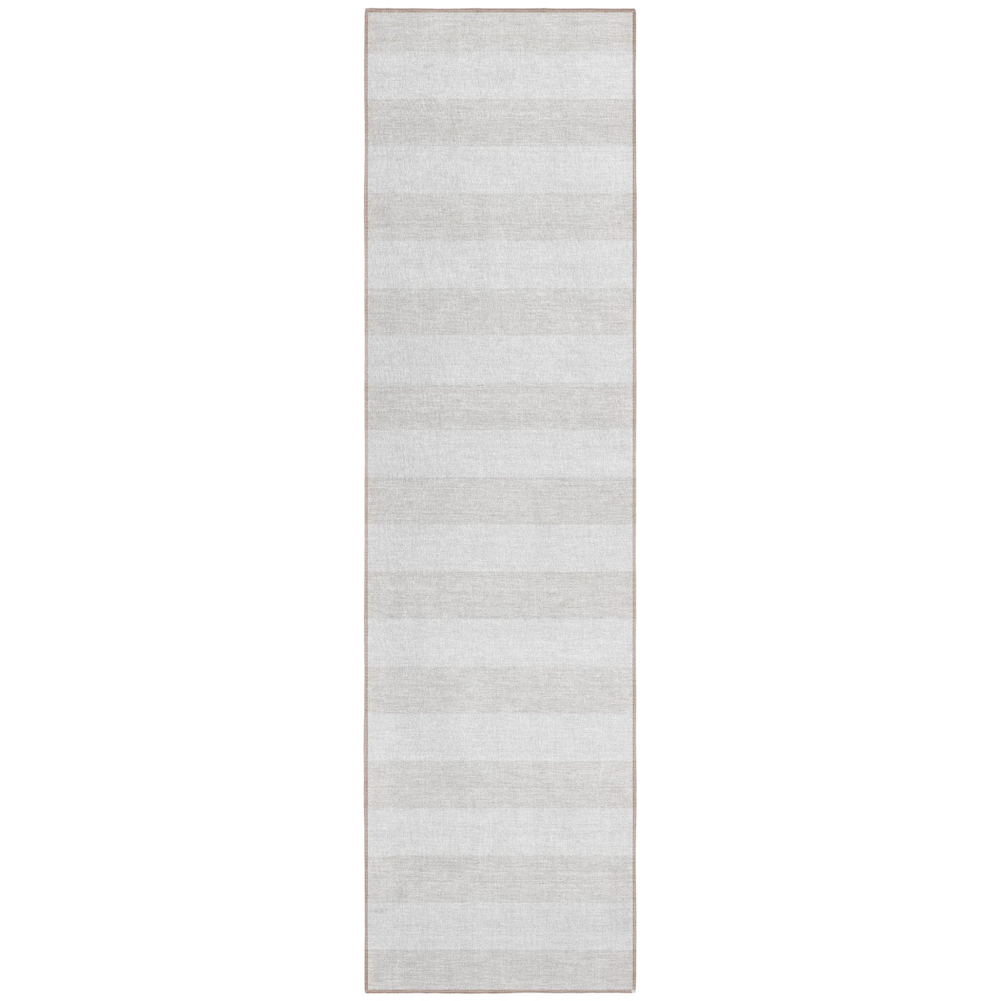 8' Runner Ivory Striped Washable Non Skid Indoor Outdoor Runner Rug