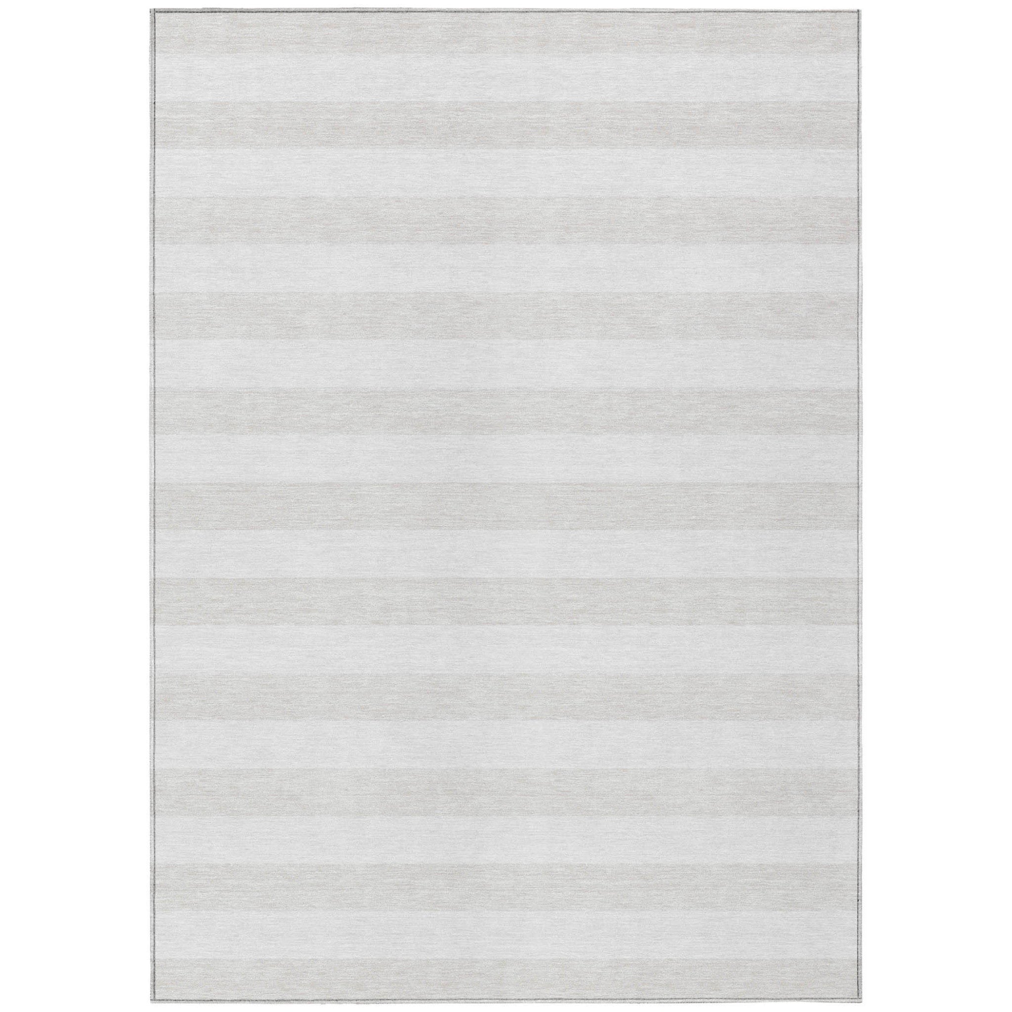 5' X 8' Ivory Striped Washable Non Skid Indoor Outdoor Area Rug
