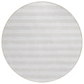 8' Round Ivory Round Striped Washable Non Skid Indoor Outdoor Area Rug