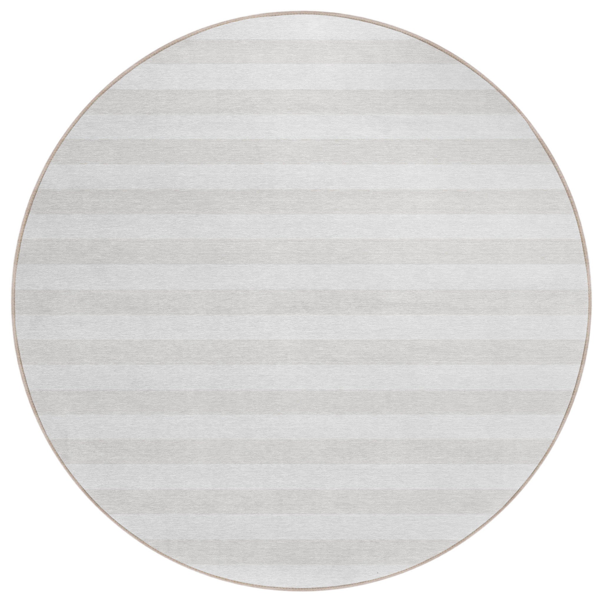 8' Round Ivory Round Striped Washable Non Skid Indoor Outdoor Area Rug