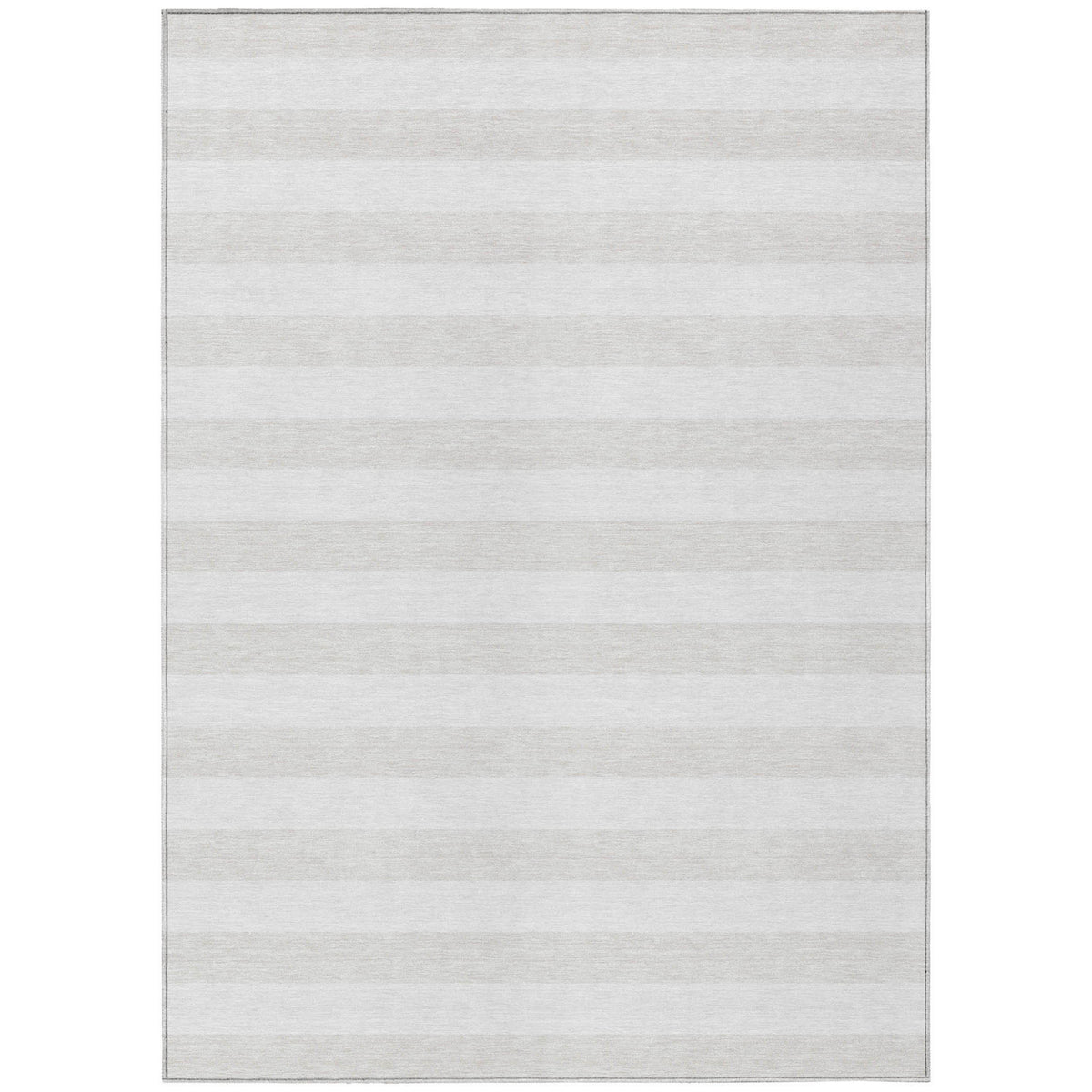 9' X 12' Ivory Striped Washable Non Skid Indoor Outdoor Area Rug