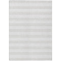 10' X 14' Ivory Striped Washable Non Skid Indoor Outdoor Area Rug
