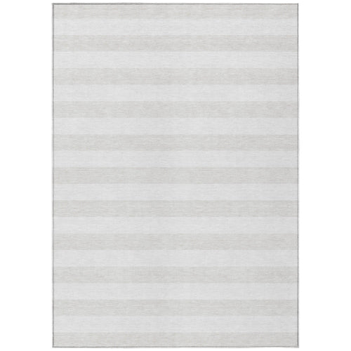 10' X 14' Ivory Striped Washable Non Skid Indoor Outdoor Area Rug