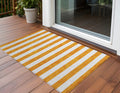 2' X 3' Orange And White Striped Washable Non Skid Indoor Outdoor Area Rug