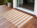 2' X 3' Salmon Striped Washable Non Skid Indoor Outdoor Area Rug