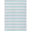 8' X 10' Sky Blue Striped Washable Non Skid Indoor Outdoor Area Rug