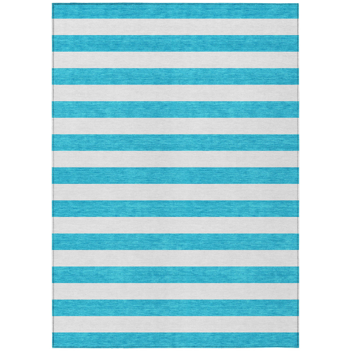 5' X 8' Teal Striped Washable Non Skid Indoor Outdoor Area Rug
