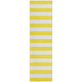 8' Runner Yellow And White Striped Washable Non Skid Indoor Outdoor Runner Rug
