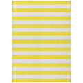 8' X 10' Yellow And White Striped Washable Non Skid Indoor Outdoor Area Rug