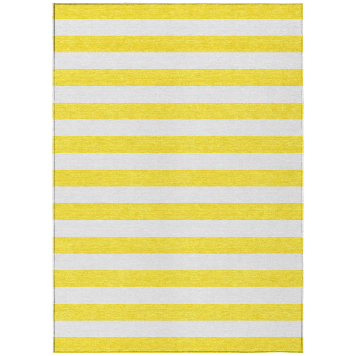 8' X 10' Yellow And White Striped Washable Non Skid Indoor Outdoor Area Rug