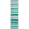 8' Runner Aqua Striped Washable Non Skid Indoor Outdoor Runner Rug