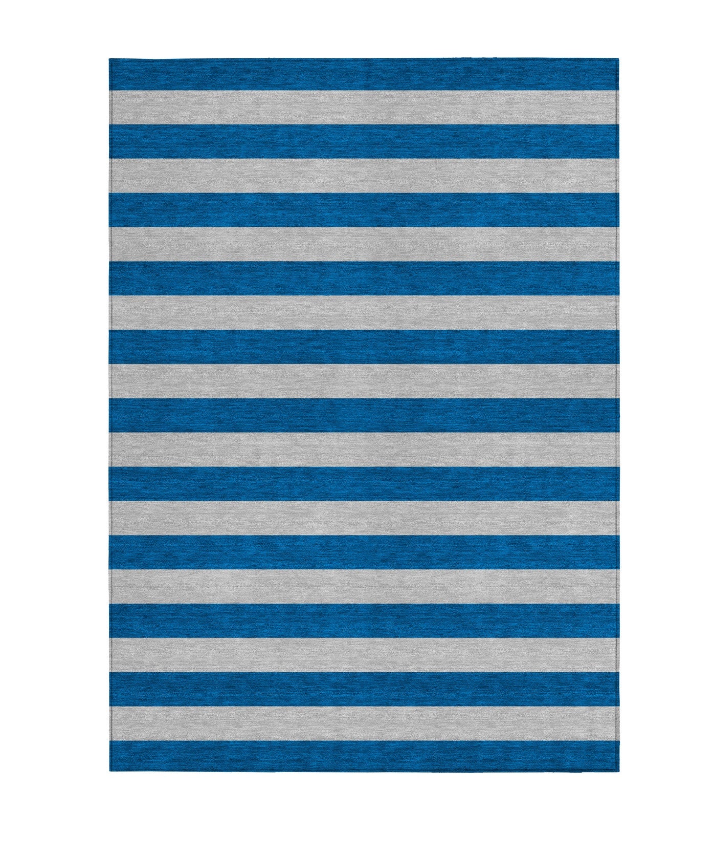 3' X 5' Blue And Ivory Striped Washable Non Skid Indoor Outdoor Area Rug