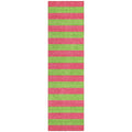 8' Runner Green And Red Striped Washable Non Skid Indoor Outdoor Runner Rug